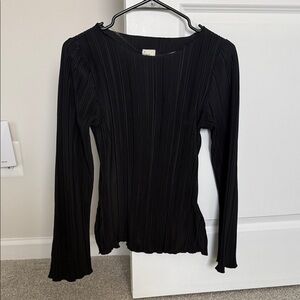 a new day Black Ribbed Long Sleeve Top